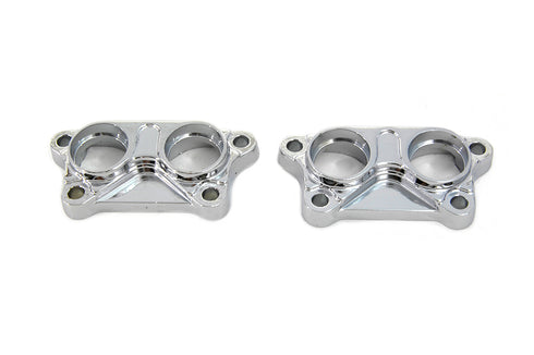 Motorshop Tappet Block Cover Set Chrome - 10-0565