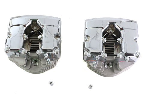 V-Twin Cylinder Head Set with Chrome Rocker Box - 10-1880