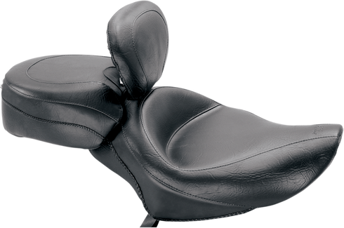 MUSTANG Wide Solo Seat - With Backrest - Vintage - Black - Smooth - XL '04-'21 79427