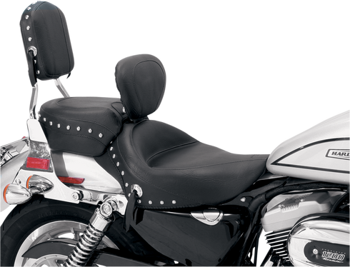 MUSTANG Wide Solo Seat - With Backrest - Black - Studded w/ Concho - XL '04-'21 79437