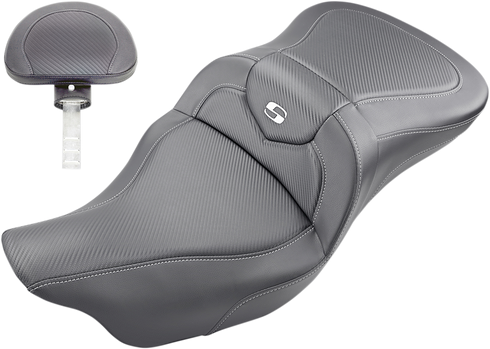 SADDLEMEN Roadsofa™ Seat - Carbon Fiber - with Backrest - FL '08-'24 808-07B-185BR