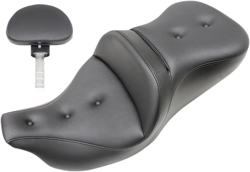 SADDLEMEN Roadsofa™ Seat - Pillow Top - with Backrest - Black - FLH/FLT '09-'24 808-07B-181TBR
