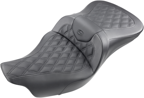 SADDLEMEN Roadsofa™ Seat - Full Lattice Stitch - without Backrest - Black - FL '09-'24 808-07B-182T