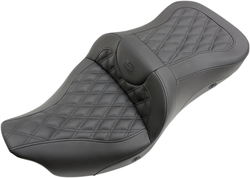 SADDLEMEN Roadsofa™ Seat - Heated - Full Lattice Stitch - without Backrest - Black - FL '09-'24 808-07B-182THC