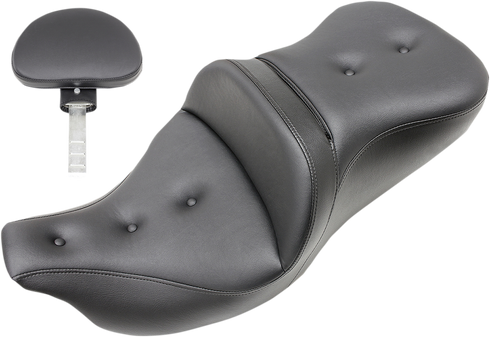 SADDLEMEN Pillow-Top Roadsofa™ Seat - with Backrest - Black - FLH/FLT '08-'24 808-07B-181BR