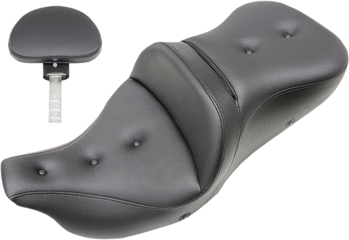 SADDLEMEN Pillow-Top Roadsofa™ Seat - with Backrest - Heated - Black - FLH/FLT '08-'24 808-07B-181BRHC