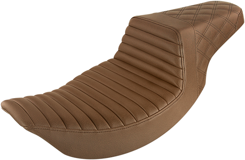 SADDLEMEN Step-Up Seat - Front Tuck-n-Roll/Rear Lattice Stitch - Brown 897-06-176BR