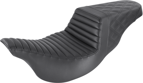 SADDLEMEN Step-Up Seat - Front Tuck-n-Roll/Rear Lattice Stitch - Black - FL '08-24 808-07B-176