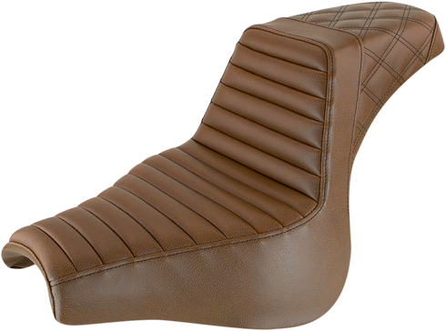 SADDLEMEN Step-Up Seat - Front Tuck-n-Roll/Rear Lattice Stitch - Brown - FXFB/S '18-'23 818-28-176BR