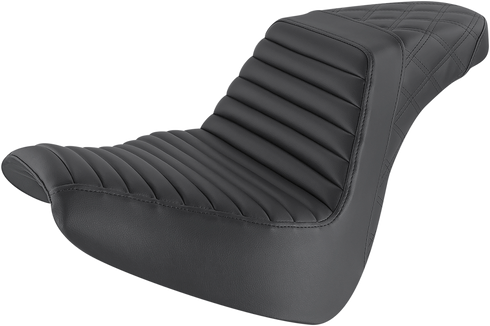 SADDLEMEN Step-Up Seat - Front Tuck-n-Roll/Rear Lattice Stitch - Black - FXBR/S '18-'20 818-31-176