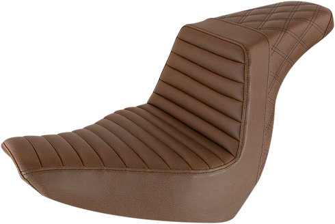 SADDLEMEN Step-Up Seat - Front Tuck-n-Roll/Rear Lattice Stitch - Brown 818-29-176BR