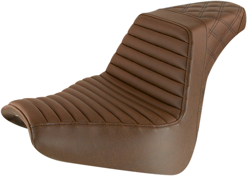 SADDLEMEN Step-Up Seat - Front Tuck-n-Roll/Rear Lattice Stitch - Brown - FXBR/S '18-'20 818-31-176BR
