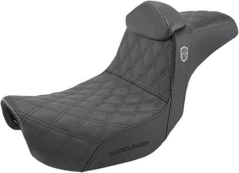 SADDLEMEN Pro Series SDC Performance Seat - w/ Backrest - Lattice Stitch/Lumbar Gripper - FLD/FXD '06-'17 SC80604DBKRT