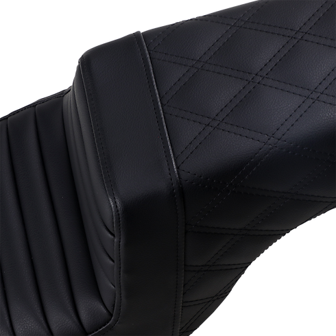 SADDLEMEN Step-Up Seat - Front Tuck-n-Roll/Rear Lattice Stitch - Black 807-11-176