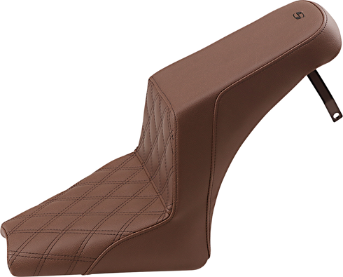 SADDLEMEN Step-Up Seat - Front Lattice Stitch/Rear Smooth - Brown - Scout Bobber I18-33-172BR