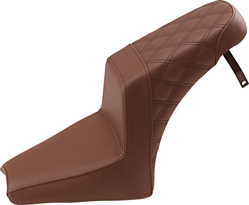 SADDLEMEN Step-Up Seat - Front Smooth/Rear Lattice Stitch - Brown - Scout Bobber I18-33-173BR