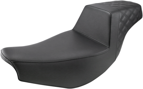 SADDLEMEN Step-Up Seat - Front Smooth/Rear Lattice Stitch - Black - Indian I14-07-173