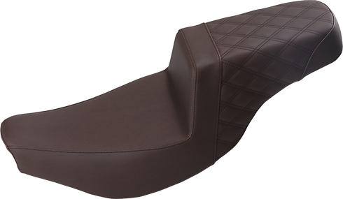 SADDLEMEN Step-Up Seat - Front Smooth/Rear Lattice Stitch - Brown - Indian I14-07-173BR