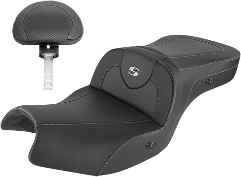 SADDLEMEN Heated Roadsofa™ Seat - Carbon Fiber - Includes Backrest - Black - Indian I20-06-185BRHCT