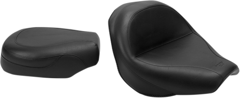 MUSTANG Seat - Vintage - Wide - Touring - Without Driver Backrest - Two-Piece - Smooth - Black - VTX1300 75907