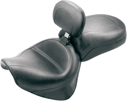 MUSTANG Seat - Vintage - Wide - Touring - With Driver Backrest - Two-Piece - Smooth - Black - Roadstar 79191