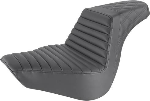 SADDLEMEN Step-Up Seat - Front Tuck-n-Roll/Rear Lattice Stitch - Black - FL/FX '18-'24 818-27-176