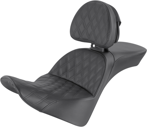 SADDLEMEN Explorer Seat - Lattice Stitched - Backrest - FL '18-'24 818-33-030LS