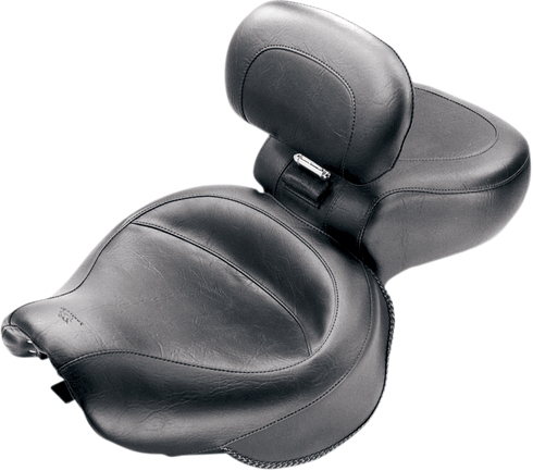 MUSTANG Seat - Vintage - Wide - Touring - With Driver Backrest - One-Piece - Smooth - Black - VT1100 79239
