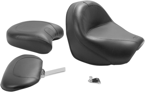 MUSTANG Seat - Vintage - Wide - Touring - With Driver Backrest - Two-Piece - Smooth - Black - VL 79283