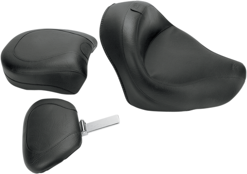 MUSTANG Seat - Vintage - Wide - Touring - With Driver Backrest - Two-Piece - Smooth - Black - VT750 Aero 79391