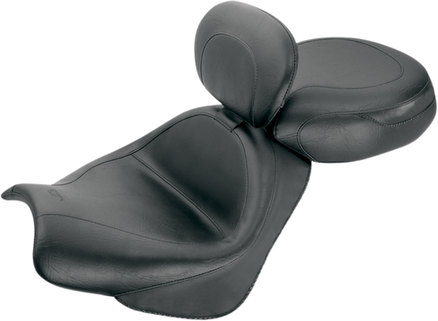 MUSTANG Seat - Vintage - Wide - Touring - With Driver Backrest - Two-Piece - Smooth - Black - VTX18 79341