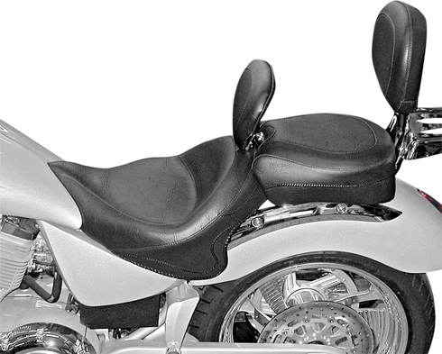 MUSTANG Seat - Vintage - Wide - Touring - With Driver Backrest - Two-Piece - Smooth - Black - Vegas 79381