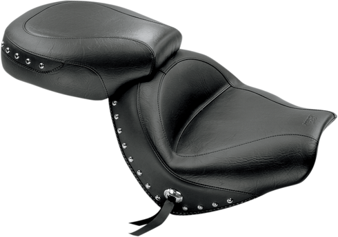 MUSTANG Seat - Wide - Touring - Without Backrest - Two- Piece - Chrome Studded - Black w/Conchos - VTX1300C 76190