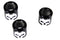 Motorshop Pushrod Cover Cup Set Black with Chrome Skull Design - 11-0024