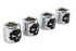 Motorshop Pushrod Cover Cup Set Chrome with Black Skull Design - 11-0038