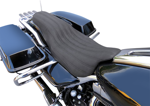 SADDLEMEN Knuckle 2-Up Seat - Black - Ribbed - FLH/FLT '08-'24 808-07B-047K