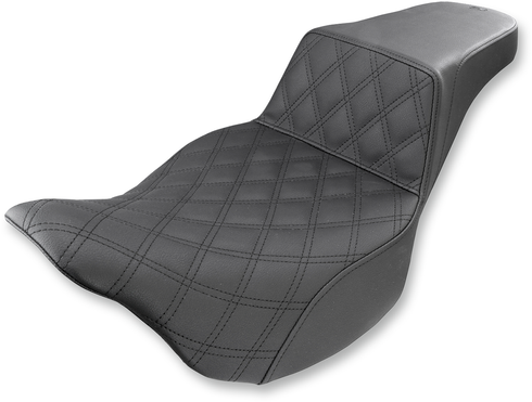 SADDLEMEN Step-Up Seat - Front Lattice Stitch - Black - FL '08-'24 808-07B-172
