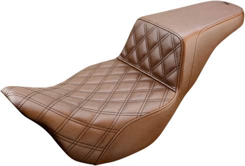 SADDLEMEN Step-Up Seat - Front Lattice Stitch - Brown - FL '08-'24 808-07B-172BR