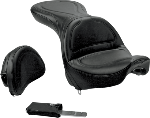 SADDLEMEN Seat - Explorer™ - With Backrest - Stitched - Black - FXSTD '00-07 8252JS