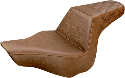 SADDLEMEN Step-Up Seat - Rear Lattice Stitch - Brown - FXSB 813-27-173BR