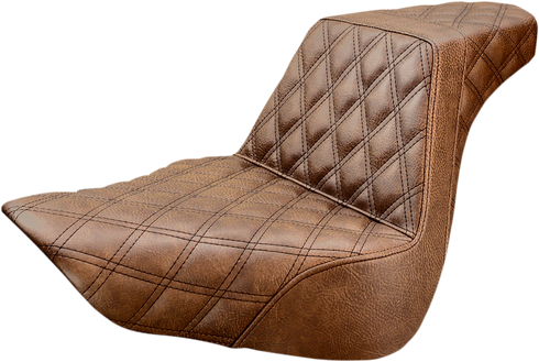 SADDLEMEN Step-Up Seat - Full Lattice Stitch - Brown - FL/FX '18-'24 818-27-175BR