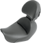 SADDLEMEN Heels Down Solo Seat - With Backrest - Plain - Black - Dyna 806-04-0041