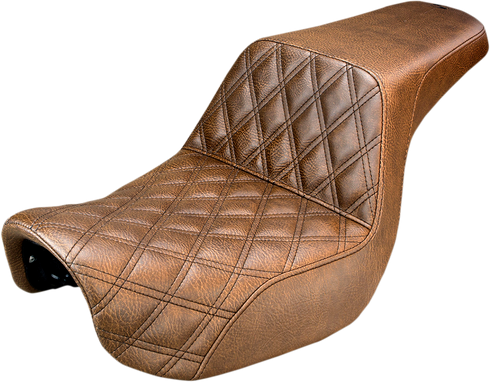 SADDLEMEN Step-Up Seat - Front Lattice Stitch - Brown - FXD 806-04-172BR