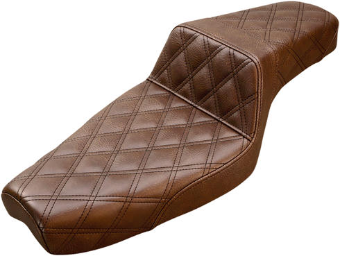 SADDLEMEN Step-Up Seat - Full Lattice Stitch - Brown - XL 879-03-175BR