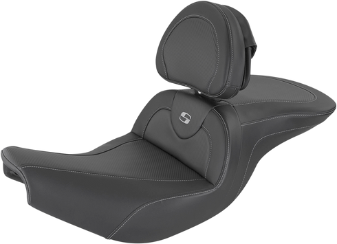 SADDLEMEN Heated Roadsofa™ Seat - Carbon Fiber - Includes Backrest - Black - Indian I14-07-185BRHCT