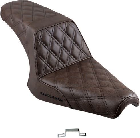 SADDLEMEN Step-Up Seat - Full Lattice Stitch - Brown - Bolt '13-'24 Y13-16-175BR