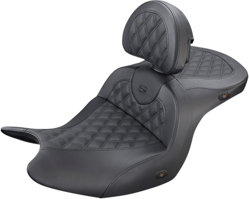 SADDLEMEN Heated Roadsofa™ Seat - Lattice Stitch - w/ Backrest - GL H18-07-182BRHCT