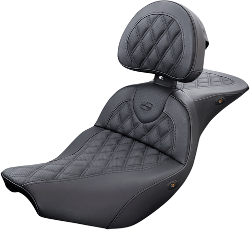 SADDLEMEN Heated Roadsofa™ Seat - Lattice Stitch w/ Backrest - Indian I14-07-182BRHCT