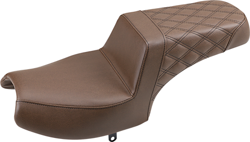 SADDLEMEN Step-Up Seat - Front Smooth/Rear Lattice Stitch - Brown - Challenger I20-06-173BR