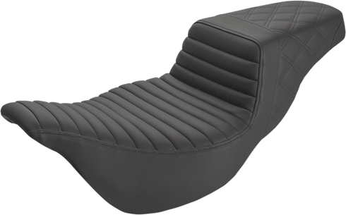 SADDLEMEN Step-Up Seat - Extended Reach - Front Tuck-n-Roll/Rear Lattice Stitch - Black - FL '08-'24 808-07B-176E
